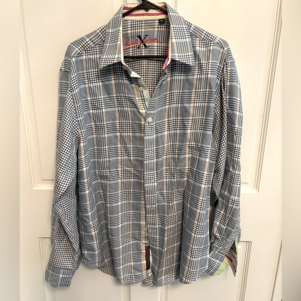 Light blue plaid Robert Graham XL dress shirt